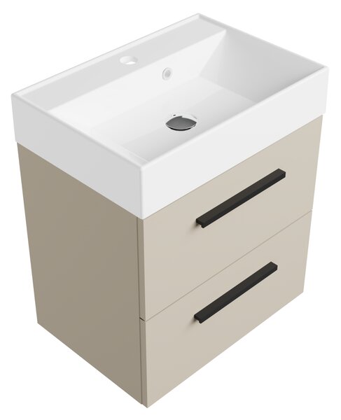 Szafka łazienkowa kaszmir 50 cm z białą umywalką Sink Quality Aura 50