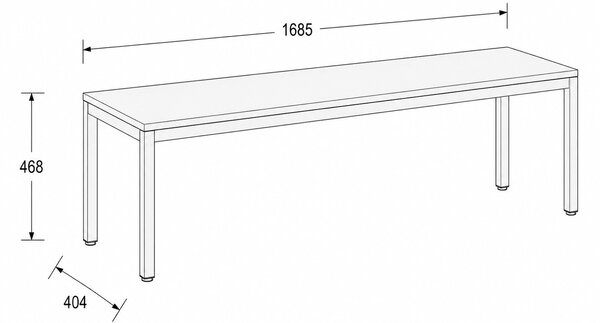 Ławka FRAME, podstawa biała, 1685 x 404 x 468 mm, biały