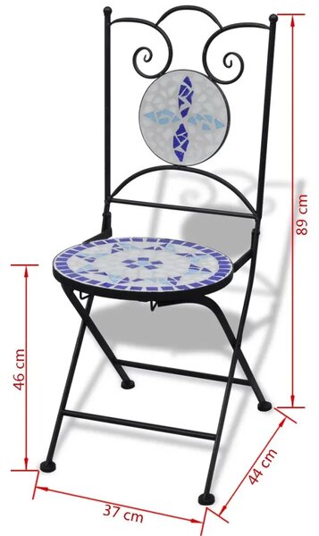 Zestaw ceramicznych krzeseł ogrodowych niebieski N9-W58