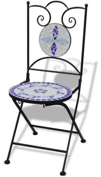 Zestaw ceramicznych krzeseł ogrodowych niebieski N9-W58
