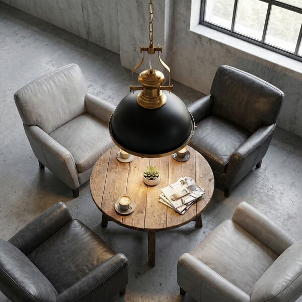 LAMPA WISZĄCA INDUSTRIALNA LOFT CZARNO-MOSIĘŻNA ETTORE