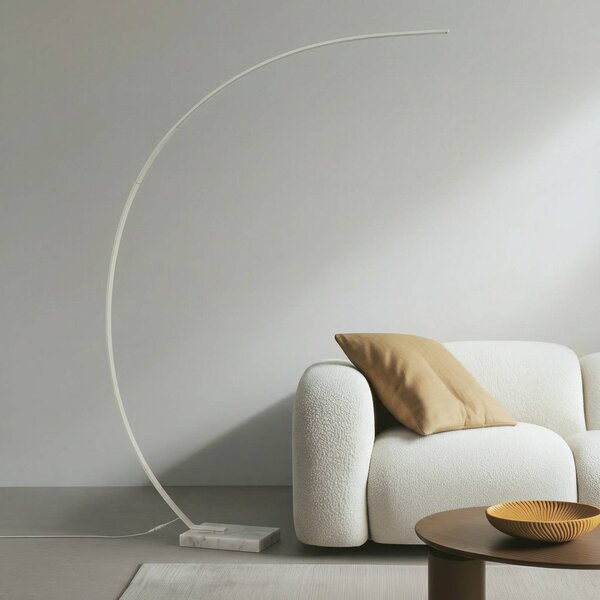 Lampa łukowa - lampa stojąca Kendra Lindby, możliwość ściemniania, biały / opal, salon / jadalnia, metal, nowoczesny