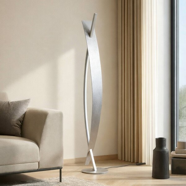 Lampa stojąca LED Marija Lucande, możliwość ściemniania, chromowy / srebrny, salon / jadalnia, metal, nowoczesny