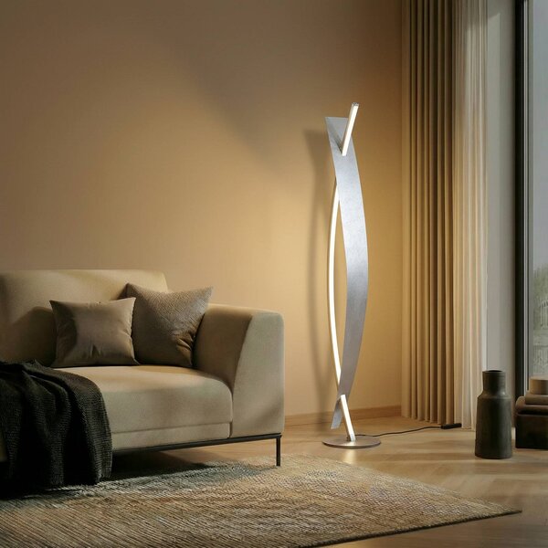 Lampa stojąca LED Marija Lucande, możliwość ściemniania, chromowy / srebrny, salon / jadalnia, metal, nowoczesny