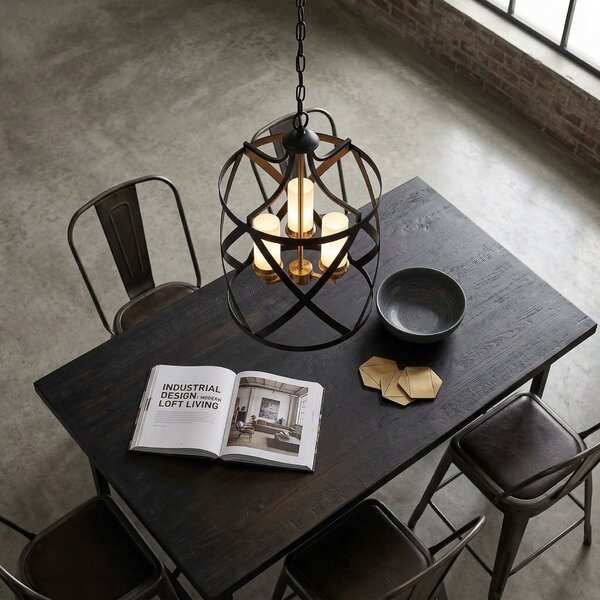 LAMPA WISZĄCA SUFITOWA LOFT CZARNO-MOSIĘŻNA ASTILA W3