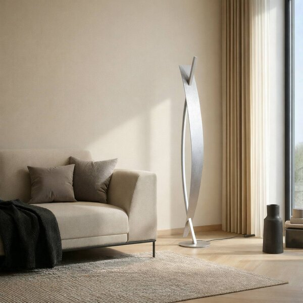 Lampa stojąca LED Marija Lucande, możliwość ściemniania, chromowy / srebrny, salon / jadalnia, metal, nowoczesny