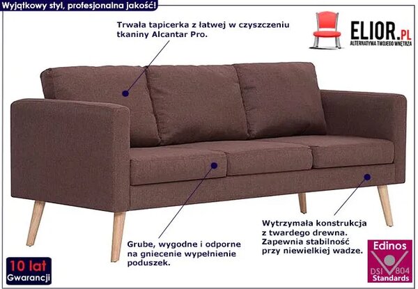 Trzyosobowa brązowa kanapa S8-M65