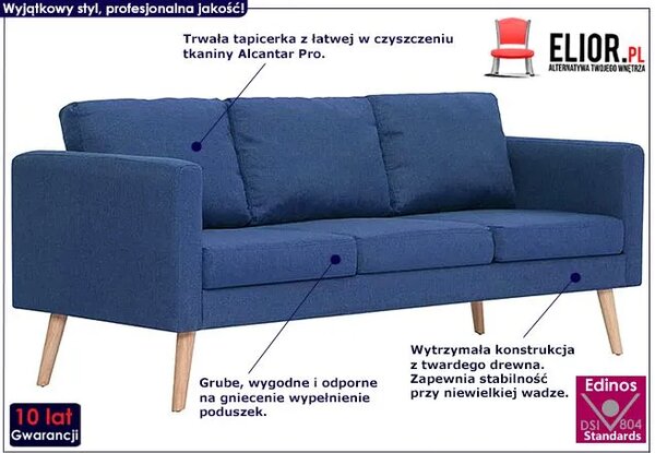 Trzyosobowa niebieska kanapa C0-B94