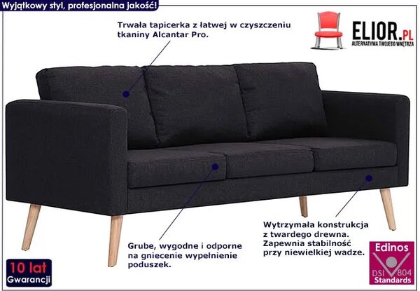 Trzyosobowa czarna kanapa C5-R42