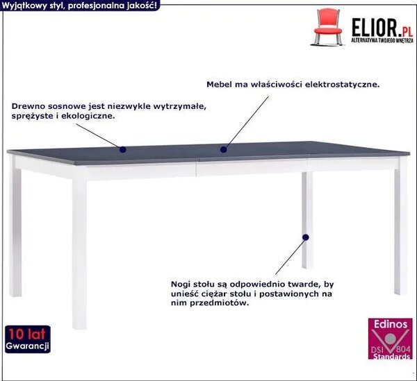 Stół minimalistyczny z sosny – biało G7-C19