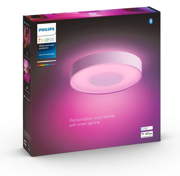 Philips Hue Inteligentna lampa sufitowa Hue, możliwość ściemniania, biały / opal, salon / jadalnia, metal, nowoczesny