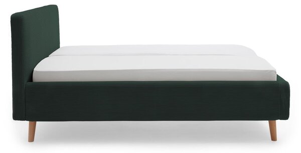 Ciemnozielone tapicerowane łóżko dwuosobowe bez stelaża 180x200 cm Mattis Cord – Meise Möbel