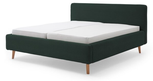 Ciemnozielone tapicerowane łóżko dwuosobowe bez stelaża 180x200 cm Mattis Cord – Meise Möbel