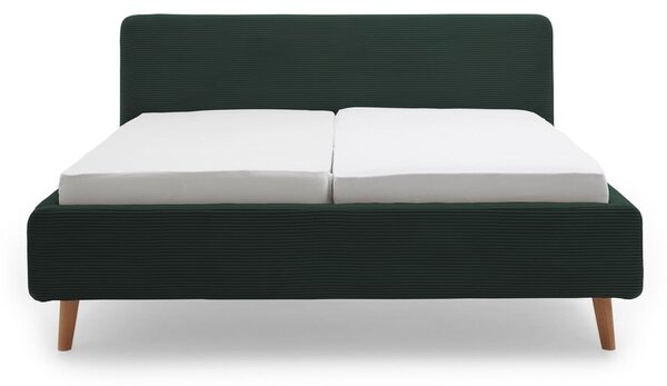 Ciemnozielone tapicerowane łóżko dwuosobowe bez stelaża 180x200 cm Mattis Cord – Meise Möbel