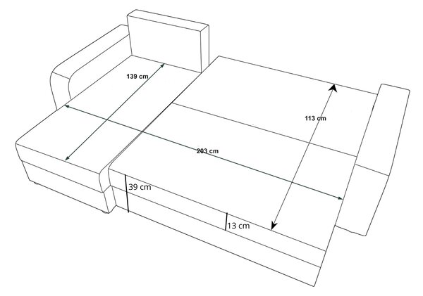 Rozkładana narożna sofa VALERIO 238x140 cm, jasnoszara/beżowa, uniwersalna + 2 poduszki GRATIS