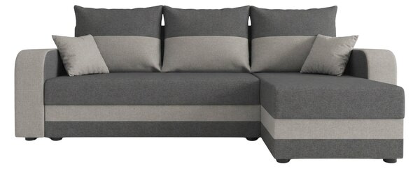 Rozkładana narożna sofa VALERIO 238x140 cm, ciemnoszara/jasnoszara, uniwersalna + 2 poduszki GRATIS