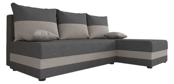 Rozkładana narożna sofa VALERIO SLIM 200x140 cm, ciemnoszara/jasnoszara, uniwersalna + 2 pod