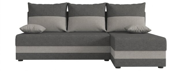Rozkładana narożna sofa VALERIO SLIM 200x140 cm, ciemnoszara/jasnoszara, uniwersalna + 2 pod