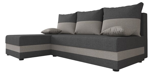 Rozkładana narożna sofa VALERIO SLIM 200x140 cm, ciemnoszara/jasnoszara, uniwersalna + 2 pod