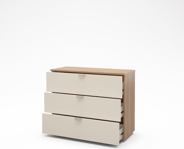 Kremowo-naturalna komoda w dekorze dębu 100x80x40 cm Dennis – Marckeric
