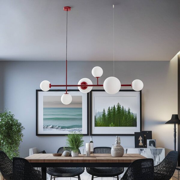Lampa wisząca szklana Joel ALDEX, możliwość ściemniania, czerwony, salon / jadalnia, metal, nowoczesny