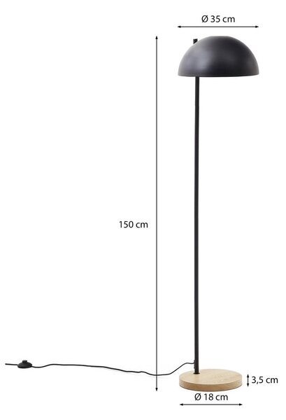 Czarno-naturalna lampa stojąca z metalowym kloszem (wysokość 150 cm) Catlar – Kave Home