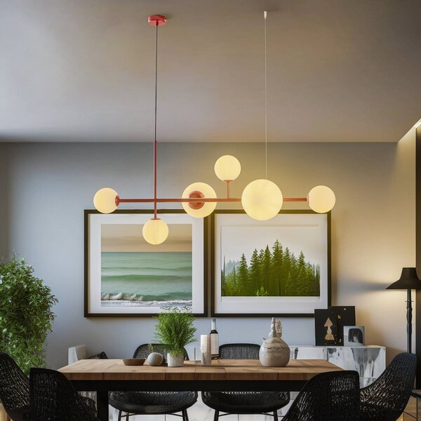 Lampa wisząca szklana Joel ALDEX, możliwość ściemniania, czerwony, salon / jadalnia, metal, nowoczesny