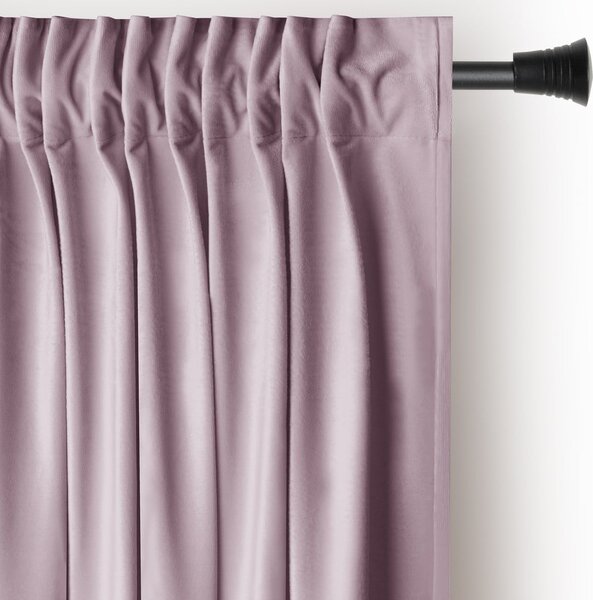 Jasnoróżowa aksamitna zasłona częściowo zaciemniająca (dimout) 140x270 cm Pleat – Restilo