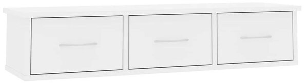 Półka ścienna z szufladami Toss 3X - biały połysk