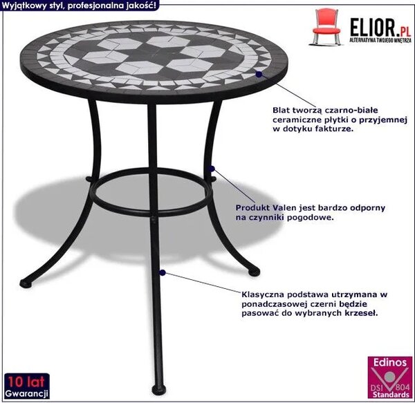 Oklrągły stolik na taras ceramiczny – czarno N1-B44