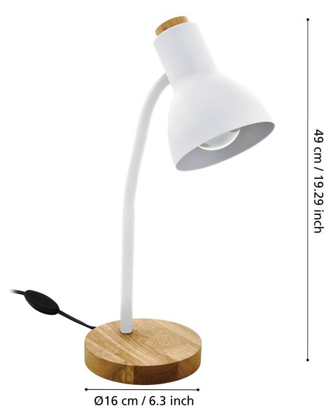 Lampa stołowa w biało-naturalnym kolorze z metalowym kloszem (wysokość 49 cm) VERADAL – EGLO