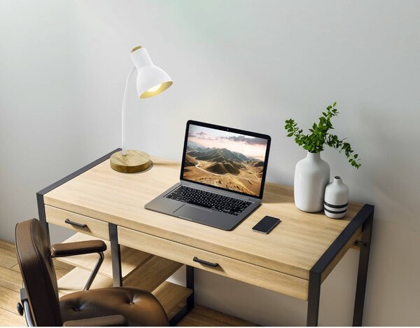 Lampa stołowa w biało-naturalnym kolorze z metalowym kloszem (wysokość 49 cm) VERADAL – EGLO