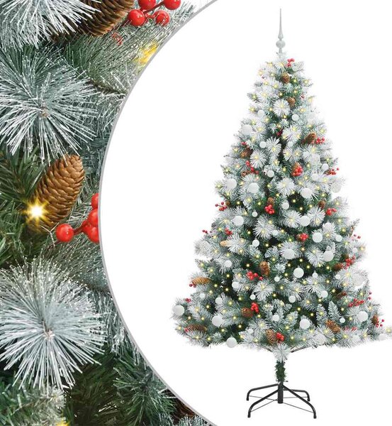 Sztuczna choinka Zielono-biały 210 cm PVC, Metal i Plastik