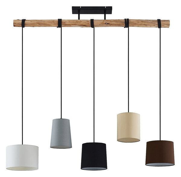 Lampa Wisząca Lindby, Amilia, ściemnialny, drewniany, salon, drewno, nowoczesny