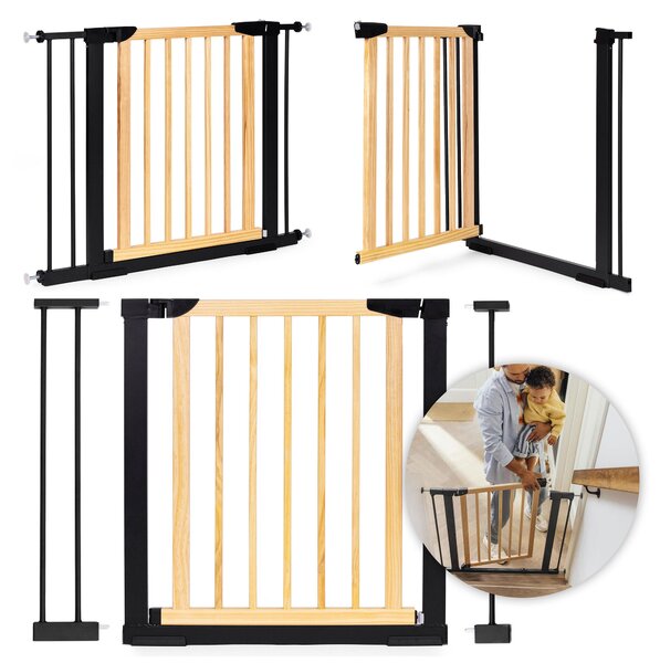 Bramka barierka zabezpieczajca 74-100 cm na schody i drzwi metal drewno dodatkowe panele