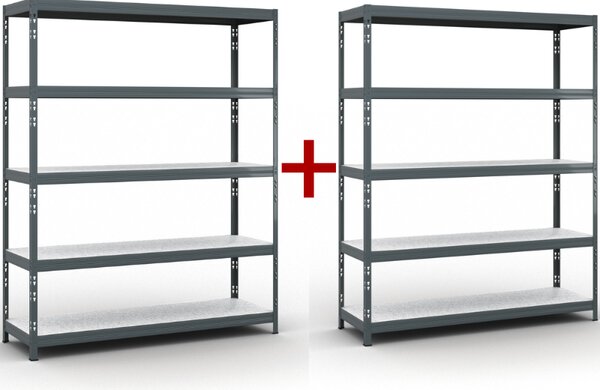 Regał półkowy 1+1 GRATIS, 1966x1600x500 mm, nośność 350 kg