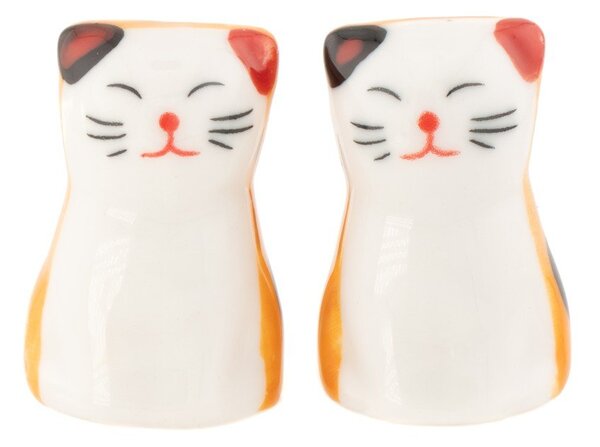 Biała/pomarańczowa porcelanowa podstawka pod pałeczki 2 szt. dla 5 osób Cat – Sass & Belle