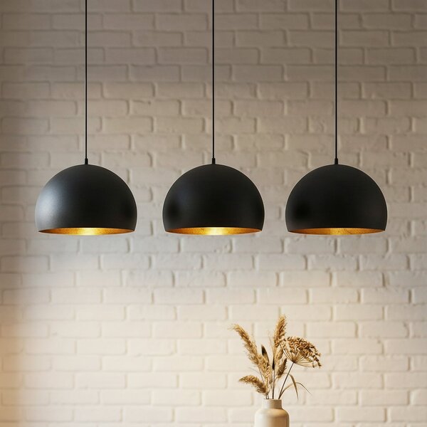 Lampa Wisząca Lindby, Tarjei, ściemnialny, czarny, salon, metal, nowoczesny