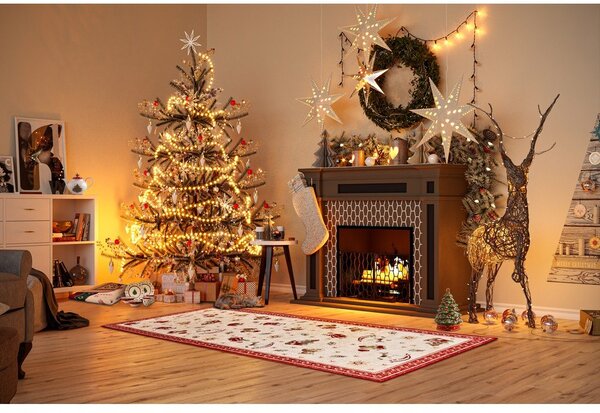 Czerwony chodnik z mieszanki bawełny ze świątecznym motywem 80x200 cm Toy's Delight Red Christmas – Villeroy&Boch