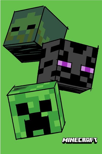 Zielony polarowy koc dziecięcy 100x150 cm Minecraft "The Mobs" – Jerry Fabrics