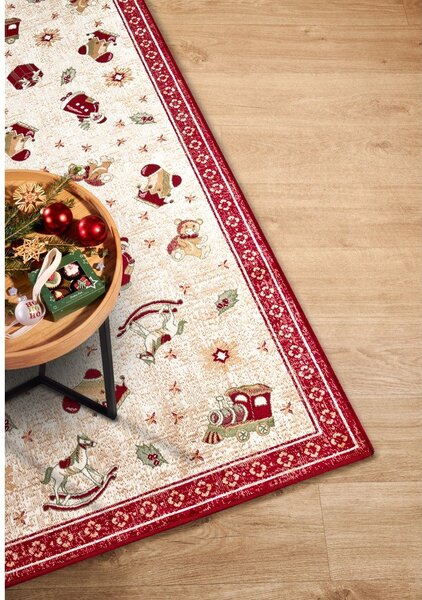 Czerwony chodnik z mieszanki bawełny ze świątecznym motywem 80x200 cm Toy's Delight Red Christmas – Villeroy&Boch