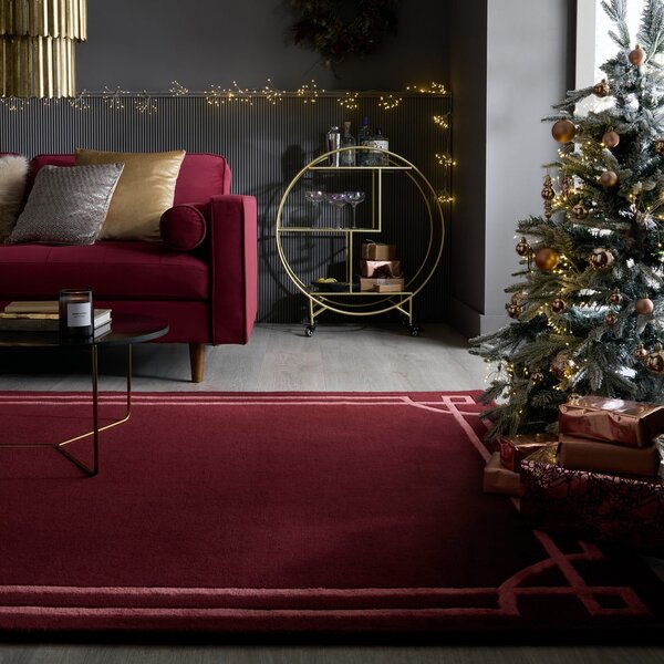 Bordowy wełniany dywan tkany ręcznie 120x170 cm Gatsby – Flair Rugs