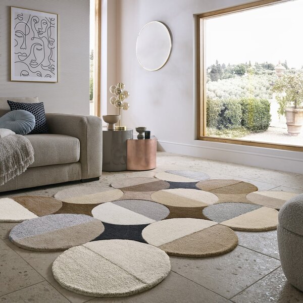 Szarobeżowy wełniany dywan tkany ręcznie 120x170 cm Mia Ellipse – Flair Rugs