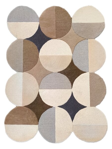 Szarobeżowy wełniany dywan tkany ręcznie 120x170 cm Mia Ellipse – Flair Rugs