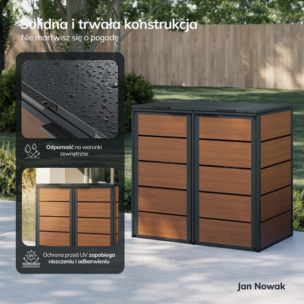 Zabudowa śmietnikowa 240L dwukomorowa, antracyt - orzech