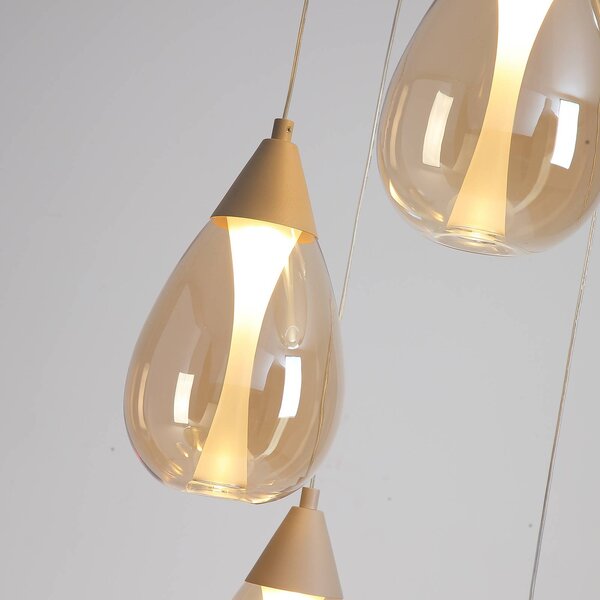 Searchlight Lampa wisząca Pear, możliwość ściemniania, kremowy / amber, salon / jadalnia, metal, nowoczesny