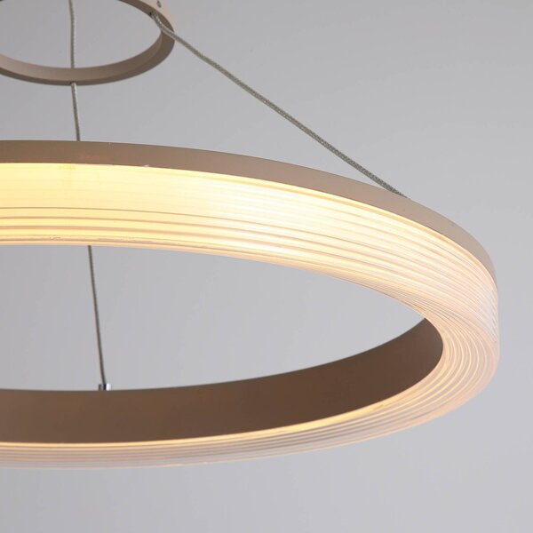 Searchlight Lampa wisząca Lumen Rings, możliwość ściemniania, kremowy / amber, salon / jadalnia, metal, nowoczesny