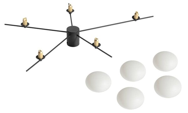 Lampa sufitowa Valisa Lindby, możliwość ściemniania, czarny, salon / jadalnia, szkło