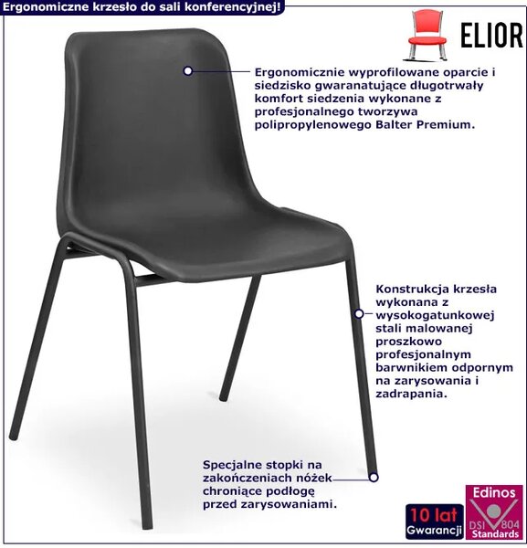 Czarne krzesło do nowoczesnej sali konferencyjnej P6-C50