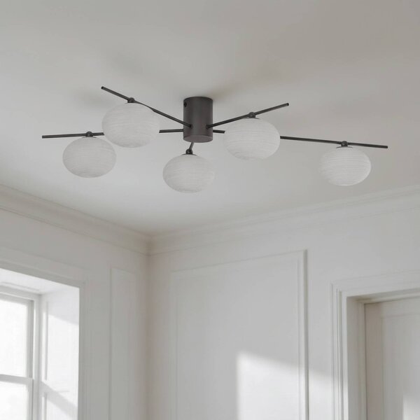 Lampa sufitowa Valisa Lindby, możliwość ściemniania, czarny, salon / jadalnia, szkło